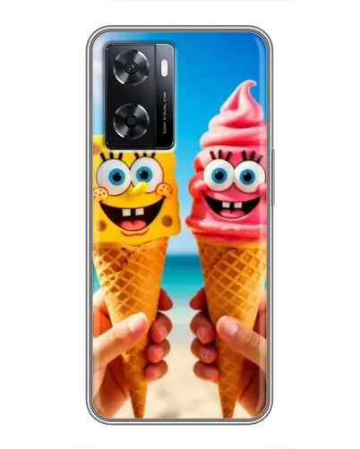 Чехол для OPPO A77 с картинкой «Спанч Боб мороженое»