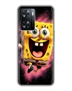 Чехол для OPPO A77 с картинкой «Взрывной Спанч Боб»