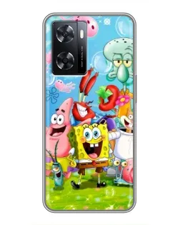 Чехол для OPPO A77 с картинкой «Губка Боб и друзья»