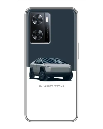 Чехол для OPPO A77 с картинкой «Серебристый Cybertruck Tesla»
