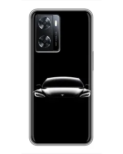 Чехол для OPPO A77 с картинкой «Фары Tesla Night»