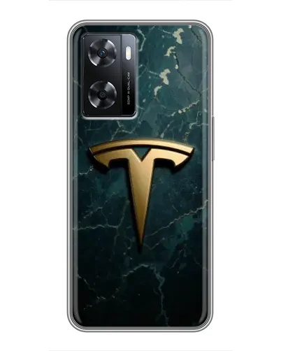 Чехол для OPPO A77 с картинкой «Мраморная Tesla Gold»