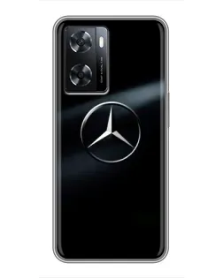 Чехол для OPPO A77 с картинкой «Mercedes на металле»