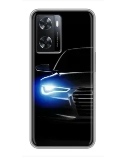 Чехол для OPPO A77 с картинкой «Неоновый взгляд Audi»