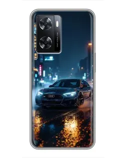 Чехол для OPPO A77 с картинкой «Ночной город и Audi»