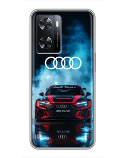 Чехол для OPPO A77 с картинкой «Audi Sport — неон»