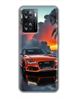 Чехол для OPPO A77 с картинкой «Audi — закат»
