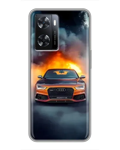 Чехол для OPPO A77 с картинкой «Audi в огненном дыму» Чехол для OPPO A77 с картинкой «Audi в огненном дыму»