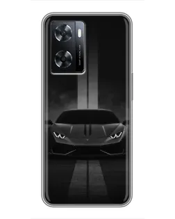 Чехол для OPPO A77 с картинкой «Lamborghini симметрия дорог»