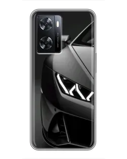Чехол для OPPO A77 с картинкой «Lamborghini фары детализация»