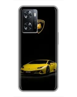 Чехол для OPPO A77 с картинкой «Lamborghini желтый акцент»