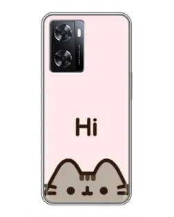 Чехол для OPPO A77 с картинкой «Пушин говорит Hi»