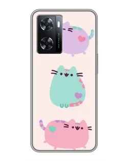 Чехол для OPPO A77 с картинкой «Pusheen трио»