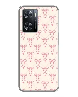 Чохол для OPPO A77 з картинкою «Рожеві бантики Coquette»