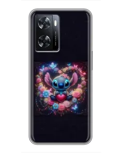 Чехол для OPPO A77 с картинкой «Stitch в цветах» Чехол для OPPO A77 с картинкой «Stitch в цветах»