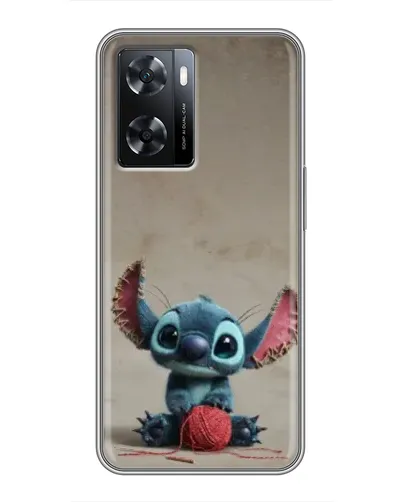 Чехол для OPPO A77 с картинкой «Стич на коричневом фоне»