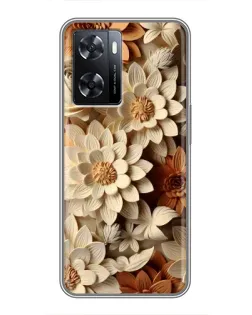 Чохол для OPPO A77 з картинкою «Бежевий флористичний декор»