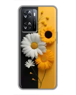 Чохол для OPPO A77 з картинкою «Соняшник та ромашка»