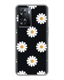 Чохол для OPPO A77 з картинкою «Ромашки на чорному»