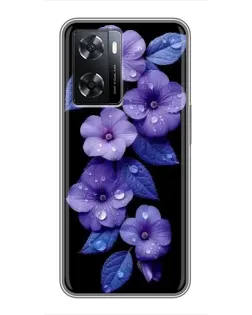 Чохол для OPPO A77 з картинкою «Фіолетові квіти з росою»