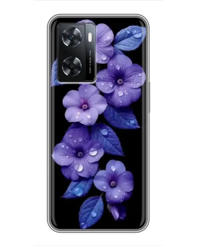 Чохол для OPPO A77 з картинкою «Фіолетові квіти з росою»