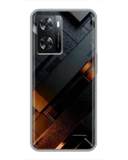 Чохол для OPPO A77 з картинкою «Чорні геометричні блоки»