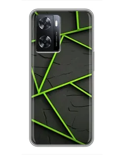 Чохол для OPPO A77 з картинкою «Зелені геометричні лінії»