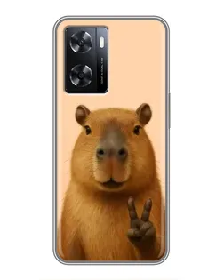 Чехол для OPPO A77 с картинкой «Капибара виктория»