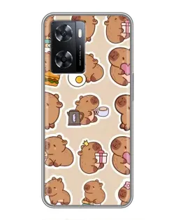 Чехол для OPPO A77 с картинкой «Капибары паттерн»