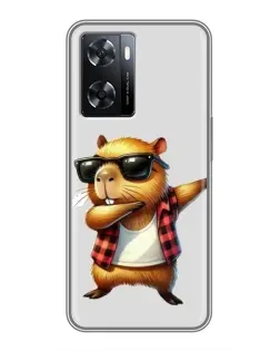 Чехол для OPPO A77 с картинкой «Капибара рэпер даб»