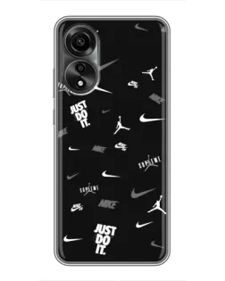 Чехол для OPPO A78 (4G) с картинкой «Nike Black Pattern»
