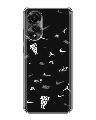 Чехол для OPPO A78 (4G) с картинкой «Nike Black Pattern» Чехол для OPPO A78 (4G) с картинкой «Nike Black Pattern»