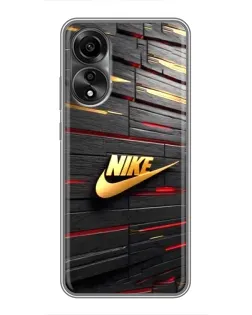 Чехол для OPPO A78 (4G) с картинкой «Золотой Nike на металле» Чехол для OPPO A78 (4G) с картинкой «Золотой Nike на металле»