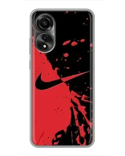Чехол для OPPO A78 (4G) с картинкой «Красные брызги Nike» Чехол для OPPO A78 (4G) с картинкой «Красные брызги Nike»