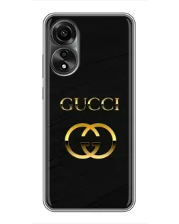 Чехол для OPPO A78 (4G) с картинкой «Золотой логотип Gucci»