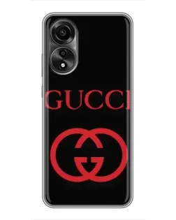 Чехол для OPPO A78 (4G) с картинкой «Gucci — красный логотип»