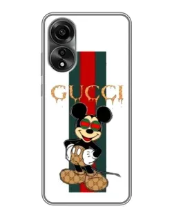 Чехол для OPPO A78 (4G) с картинкой «Микки Маус Gucci — полосы»