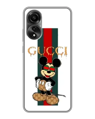 Чехол для OPPO A78 (4G) с картинкой «Микки Маус Gucci — полосы»