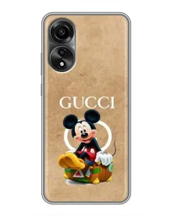 Чехол для OPPO A78 (4G) с картинкой «Микки Маус Gucci — крафт»