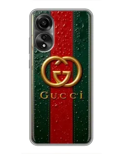 Чохол для OPPO A78 (4G) з картинкою «Gucci — фірмова смуга та золото»