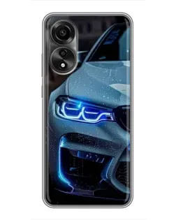 Чехол для OPPO A78 (4G) с картинкой «Взгляд BMW с синими фарами» Чехол для OPPO A78 (4G) с картинкой «Взгляд BMW с синими фарами»