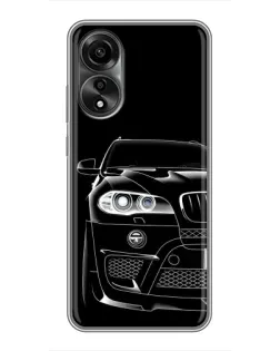 Чехол для OPPO A78 (4G) с картинкой «Темный силуэт BMW»