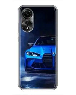 Чехол для OPPO A78 (4G) с картинкой «Голубая BMW M4»