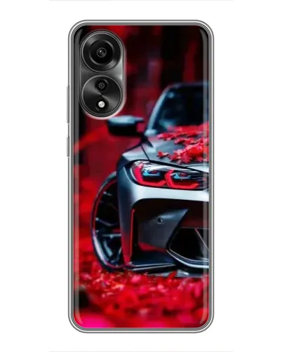 Чехол для OPPO A78 (4G) с картинкой «Спортивная BMW и цветы»