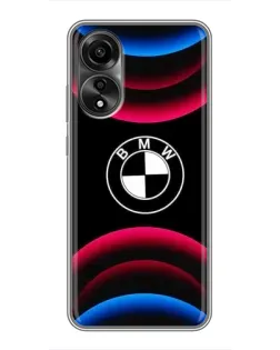 Чехол для OPPO A78 (4G) с картинкой «Логотип BMW и неоновые дуги»