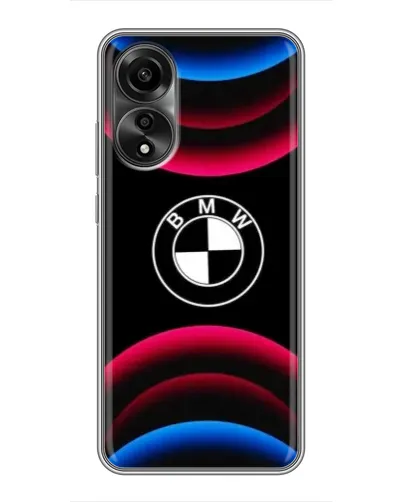 Чехол для OPPO A78 (4G) с картинкой «Логотип BMW и неоновые дуги»