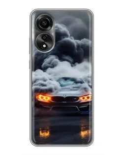 Чехол для OPPO A78 (4G) с картинкой «BMW в дыму»