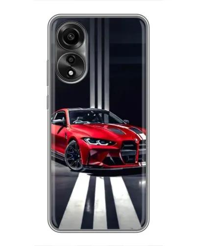 Чехол для OPPO A78 (4G) с картинкой «Красная BMW на дороге»