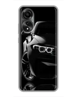 Чехол для OPPO A78 (4G) с картинкой «Черная BMW — профиль»