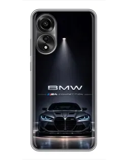 Чехол для OPPO A78 (4G) с картинкой «BMW сквозь ночной город»